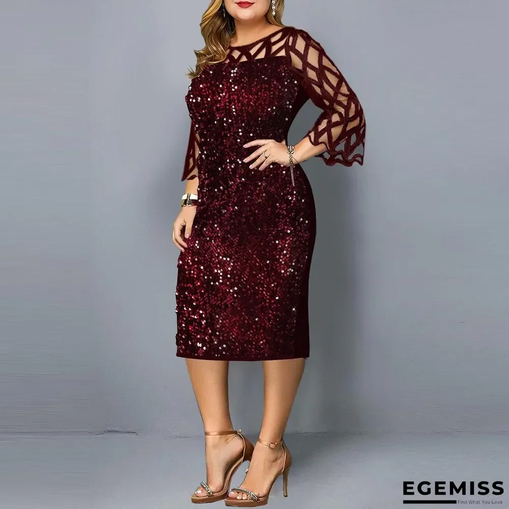 Individualized Sequin Design Plus Size Women's Dress | EGEMISS