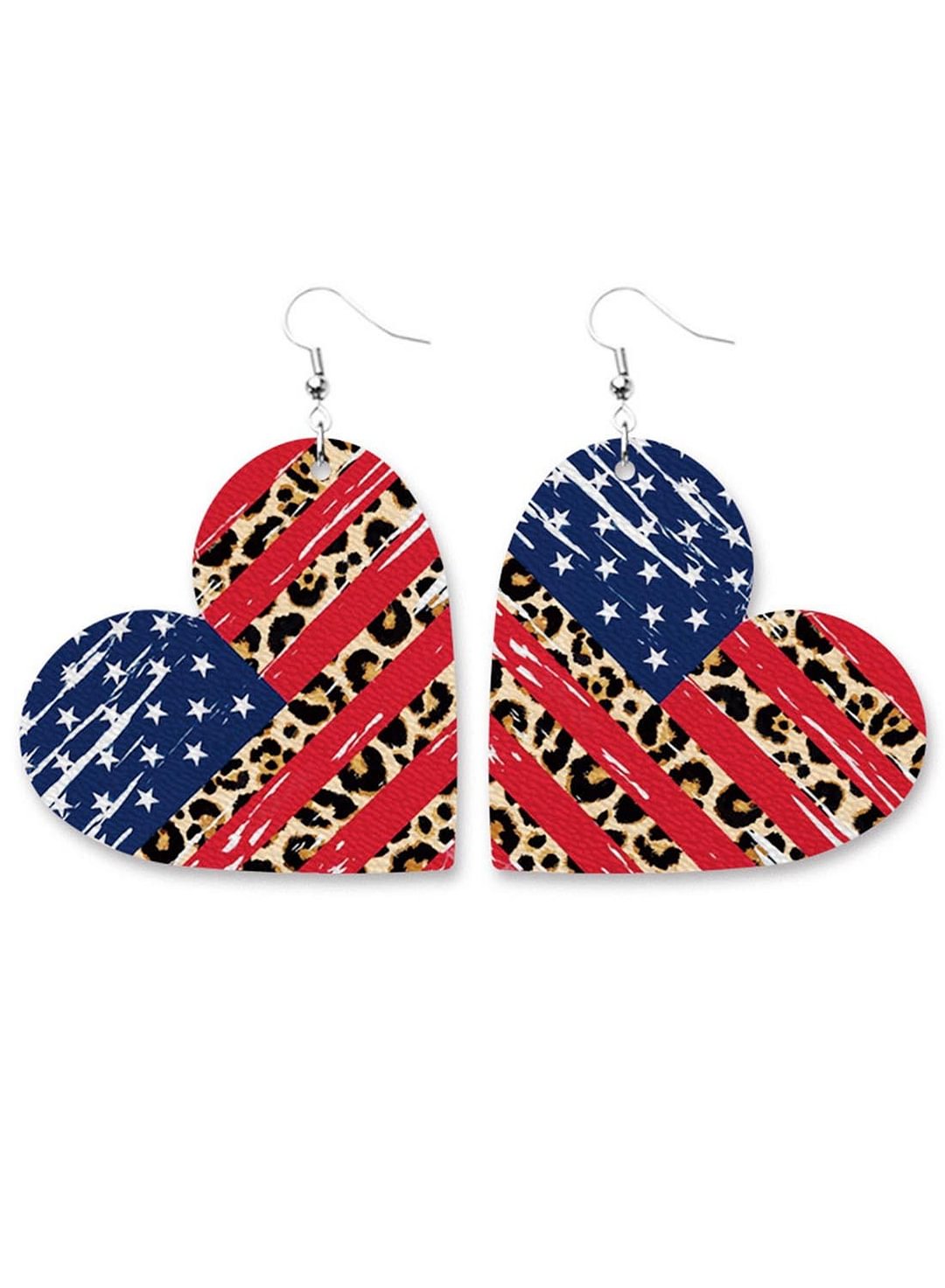 Women's Earrings Heart-shaped Flag Leopard Print Earrings