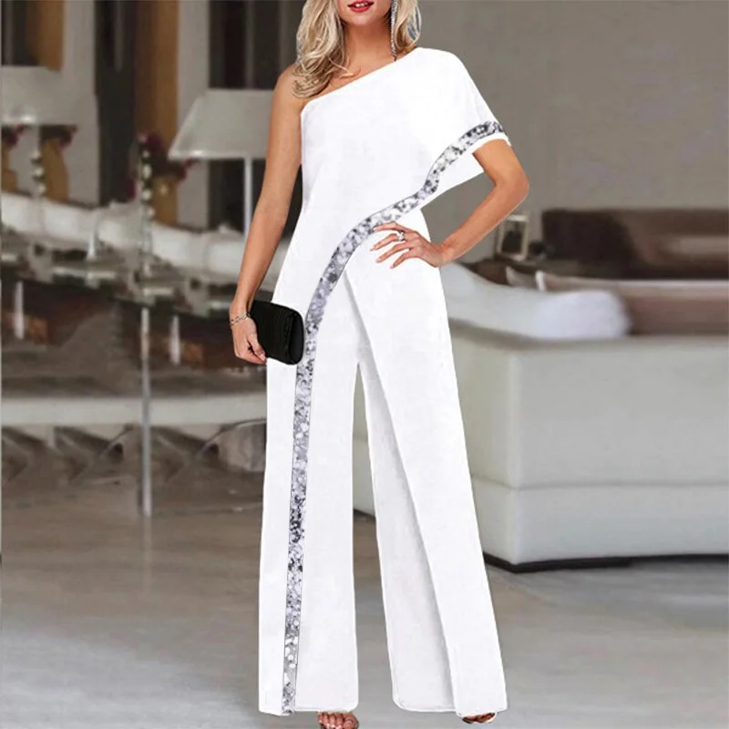 Summer Sleeveless One Shoulder Long Jumpsuits Vintage Women's Playsuits VONDA 2022 Office Overalls Palazzo Casual Pantalones