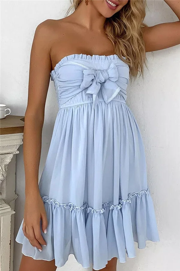 Fashion Sweet Bow Tie Off The Shoulder Dress