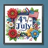 Independence Day Flag and Flowers - Crystal Rhinestone Diamond Painting