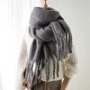 Women's Vintage Mohair Warm Extra Long Tassel Scarf by Inlyline