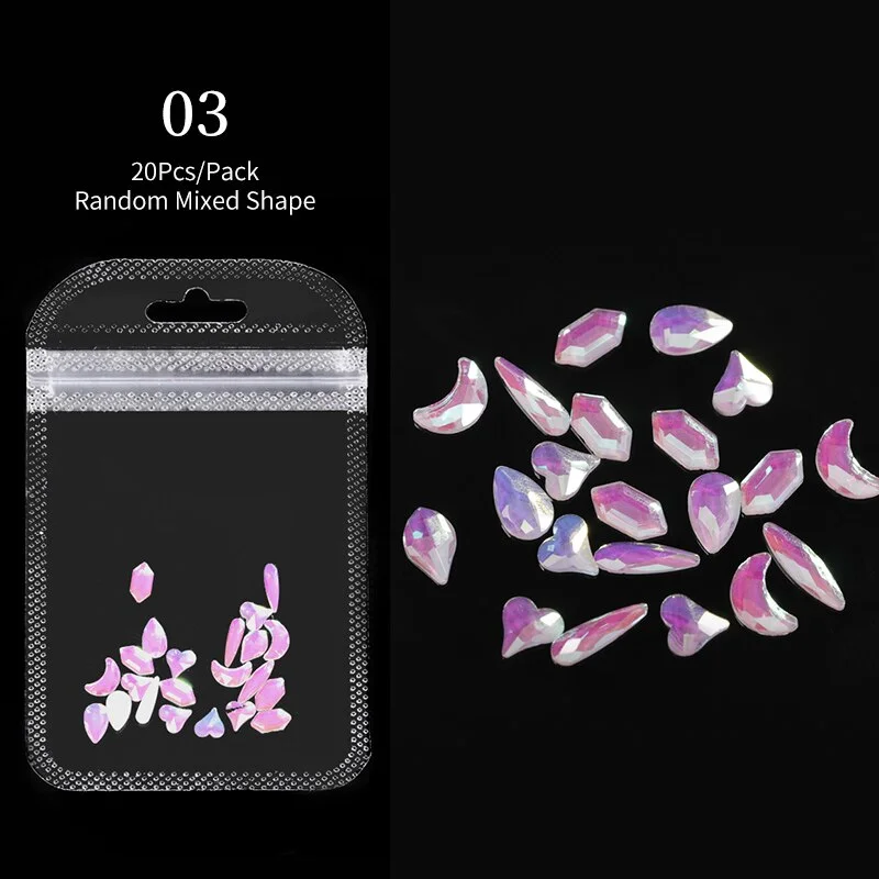 Crystals Clear AB Glass Rhinestone Stones Solid Flat Back Nail Ornaments Colorful Granular Three-Dimensional Nail Art Decoration-Nail Inspo