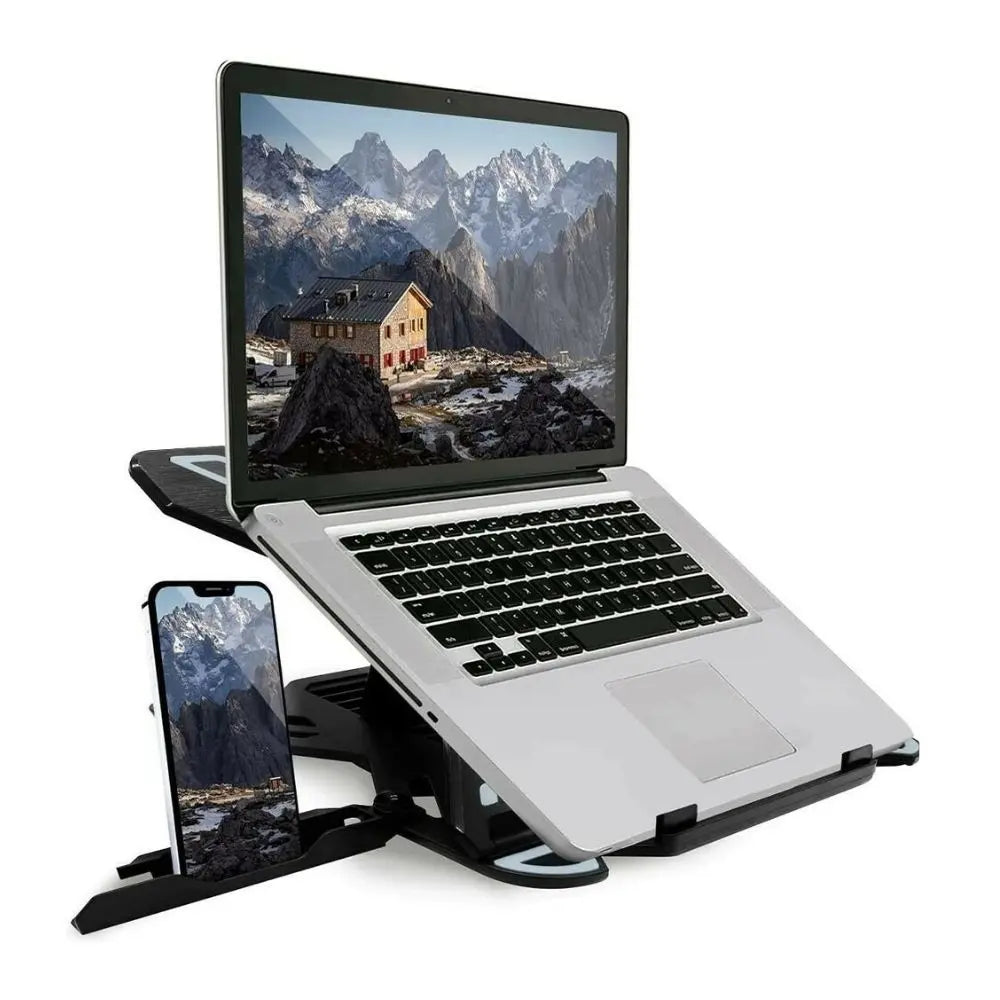 Adjustable and Portable Laptop Stand for Desk with Phone Holder