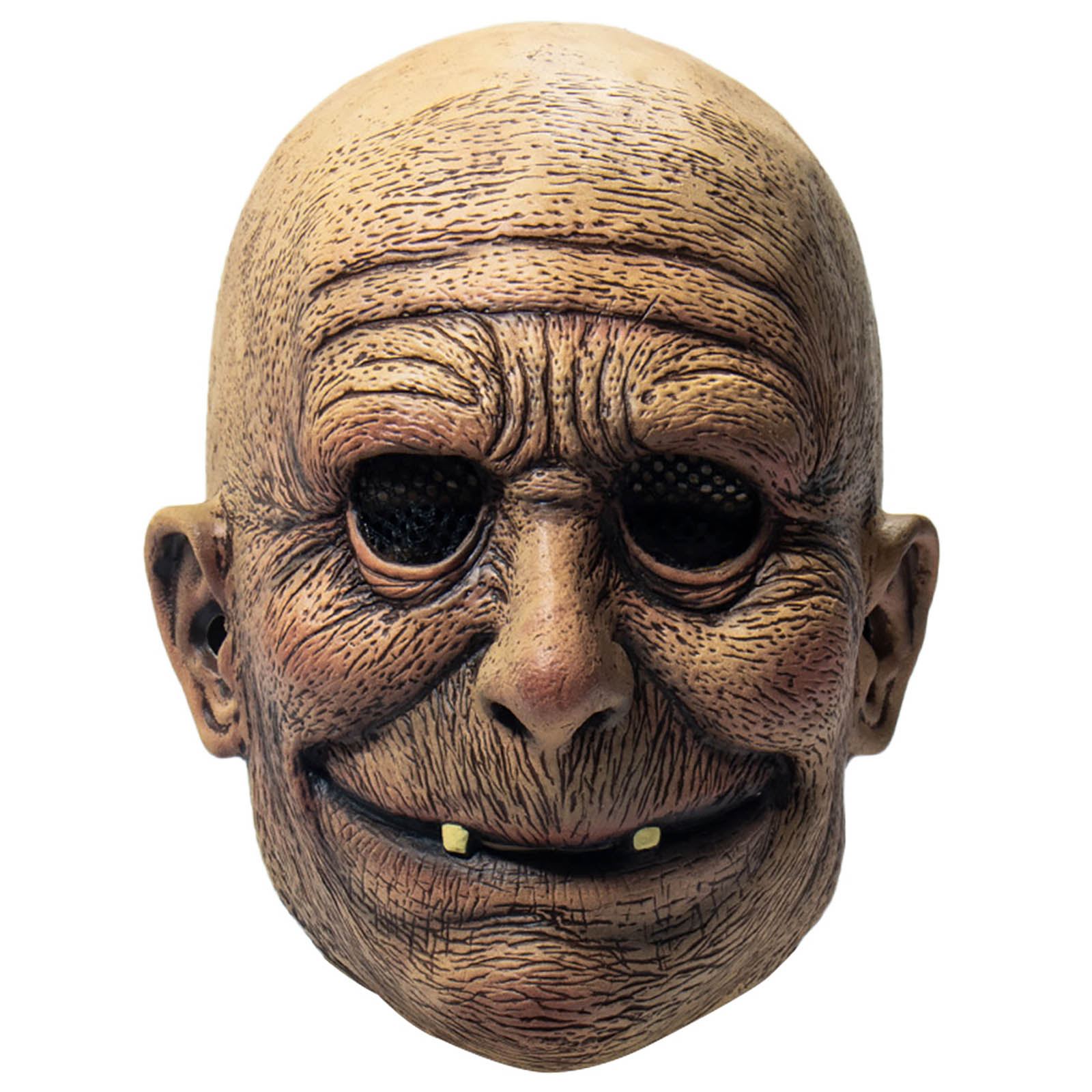 

Halloween Old Man Face Cover - Realistic Bald Elder Face Cover with Grim Smile Prop, 501 Original