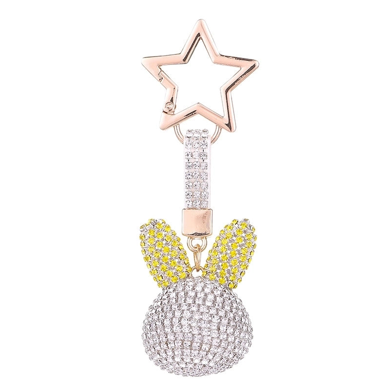 Cute Rabbit Metal Inlay Rhinestones Women’s Bag Pendant Keychain