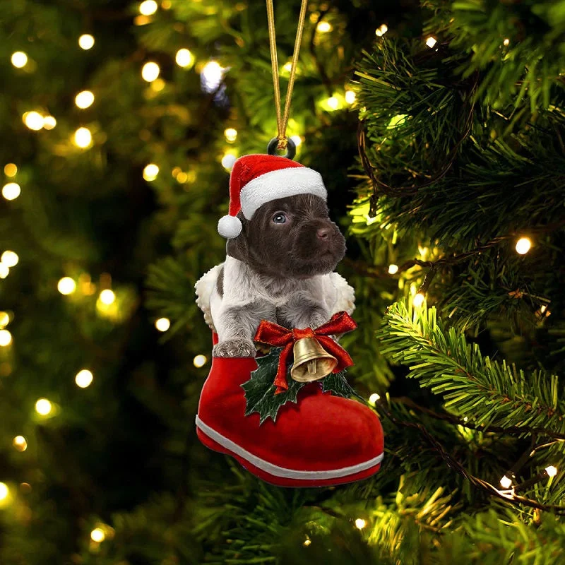 VigorDaily Wirehaired Pointing Griffon In Santa Boot Christmas Hanging Ornament SB208