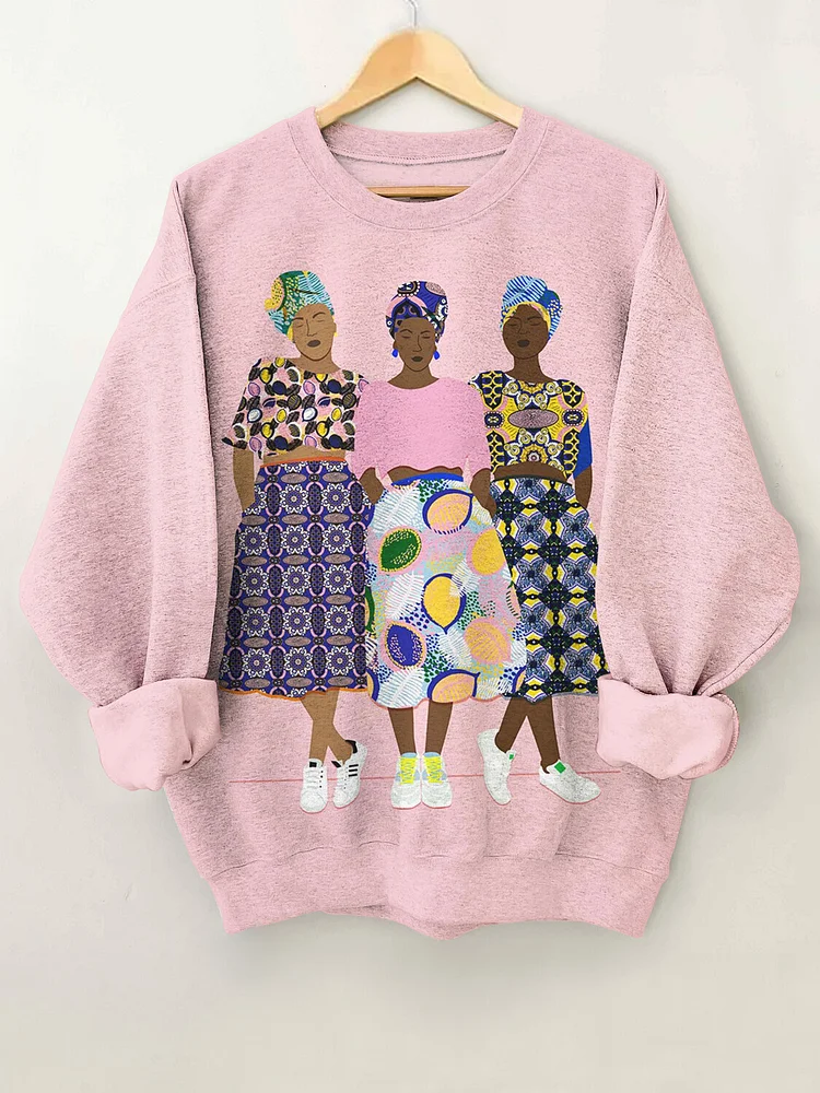 Women's Three Beautiful Black Ladies Art Print Casual Sweatshirt