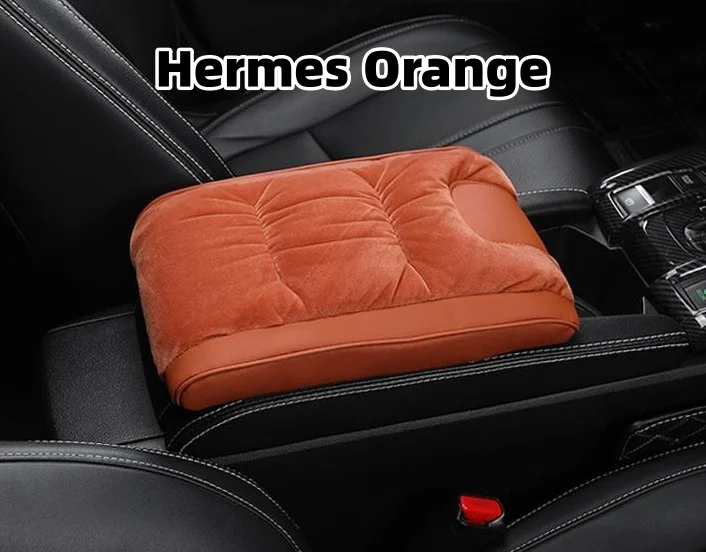 Car leather flannel raised armrest box mat (Special Car LOGO) (Widened Version)