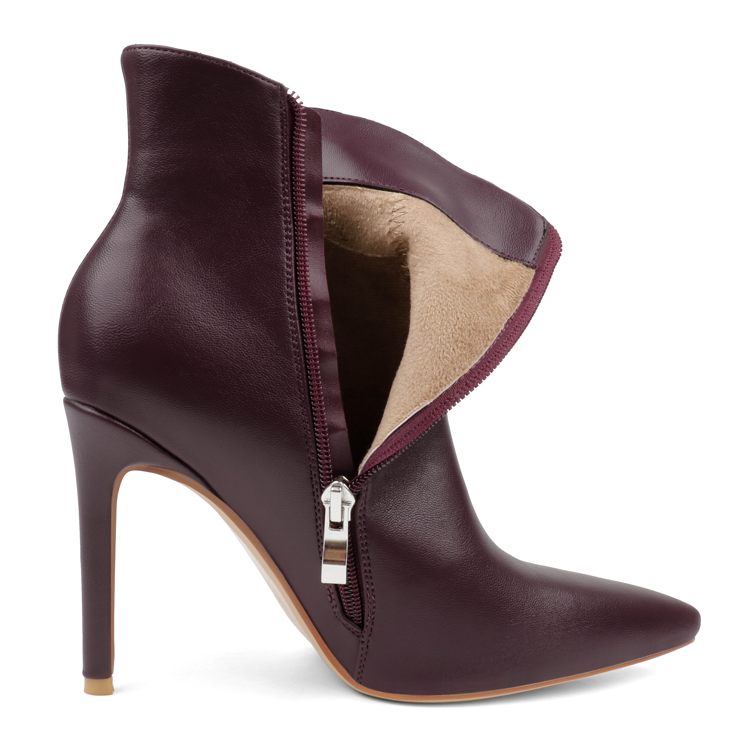 100mm Women's High Heels Pointed Toe Zipper Boots-MERUMOTE