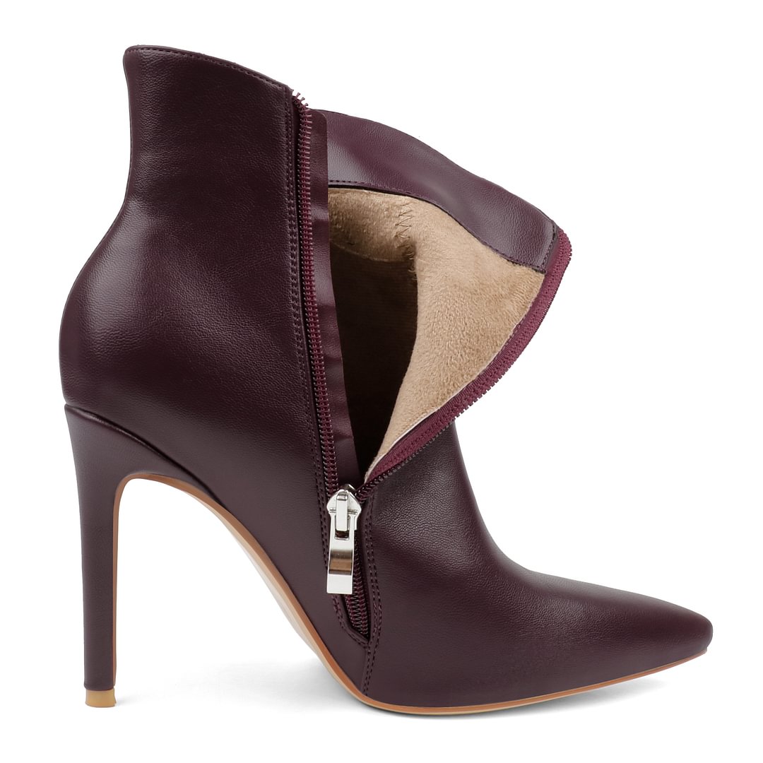 100mm Women's High Heels Pointed Toe Zipper Boots-MERUMOTE