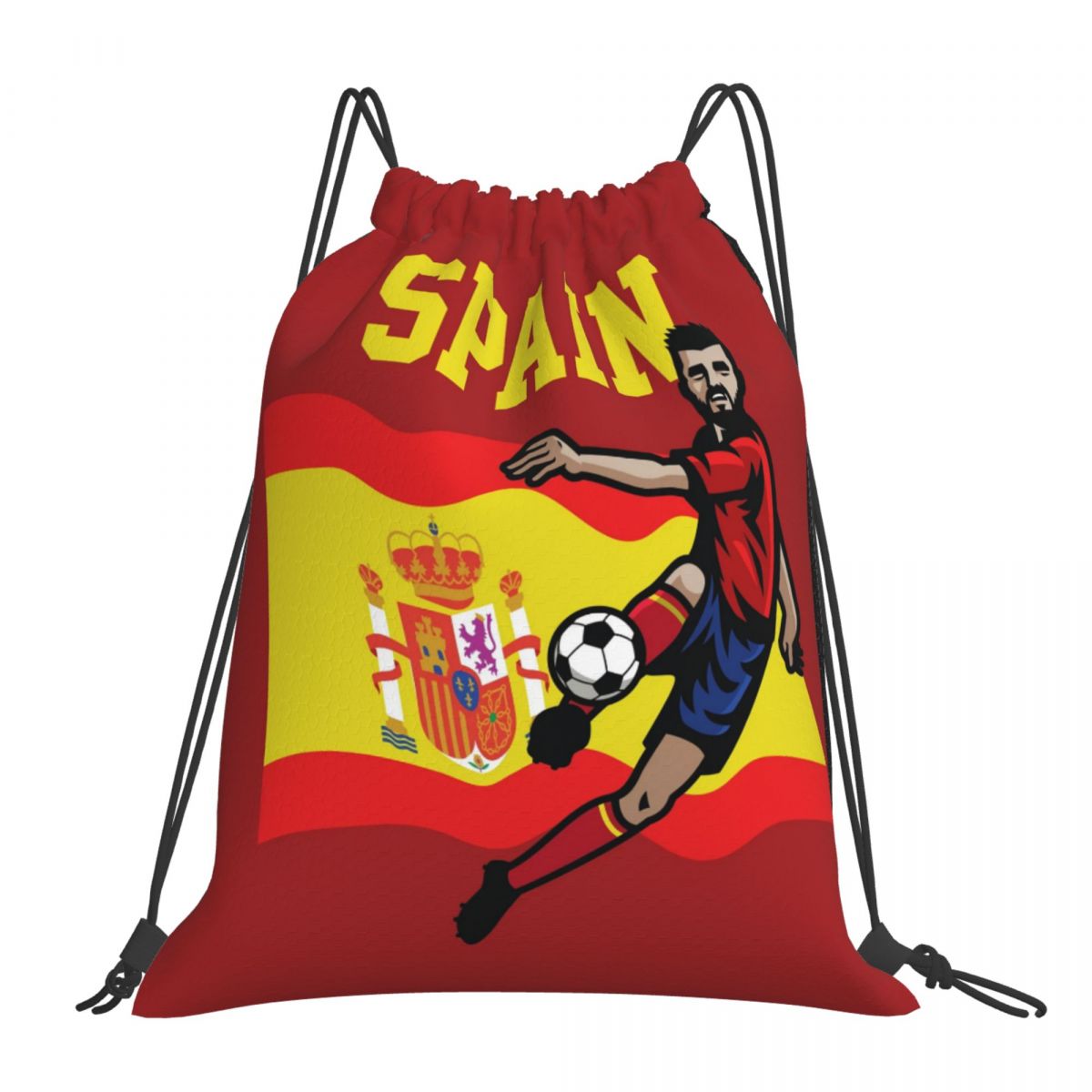 Spain Soccer Player Foldable Sports Gym Drawstring Bag