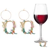 (Limited Stock)2pcs DIY Diamond Painting Ornament Flower Alphabet Wine Glass Charm、[Everydayedeals]