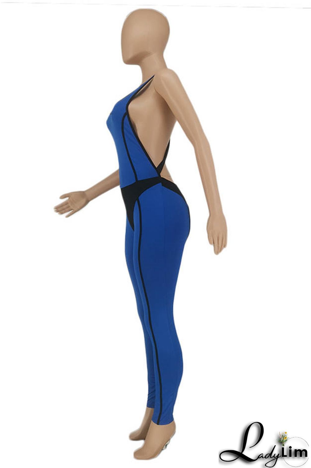 Khaki Sexy Casual Sportswear Solid Split Joint Backless U Neck Skinny Jumpsuits