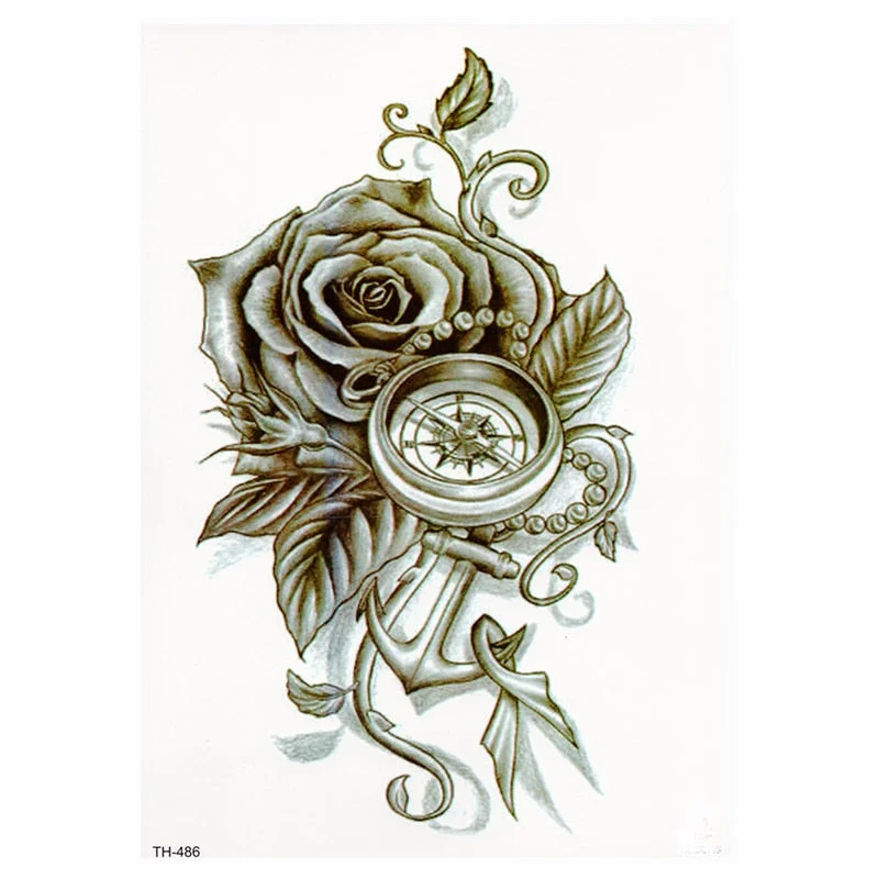 Black Flower Body Art Waterproof Temporary Tatoo Sexy Thigh Arm Tattoos Rose For Woman Flash Tattoo Stickers