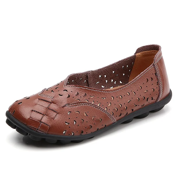 Women Flats Soft Genuine Leather Flat Shoes Woman Loafers QueenFunky