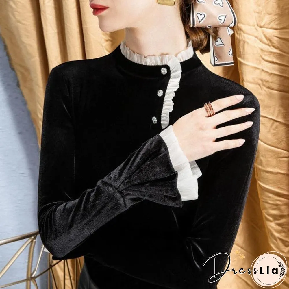 Long Sleeve Black Flannelette Top