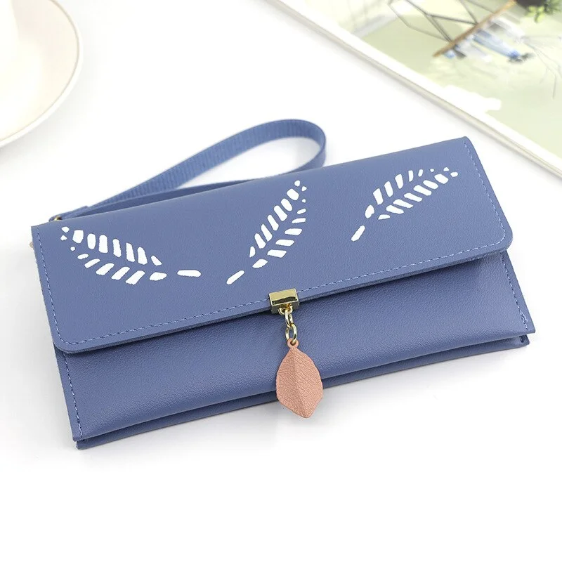 2023 Fashion Small Fresh Leaf Wallet Multi-functional Document Bag Large-capacity Clutch Bag Female Long Mobile Phone Bag