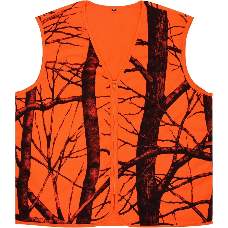 GUGULUZA Orange Camouflage Hunting Vest, Vest Jacket for Camping and Hunting