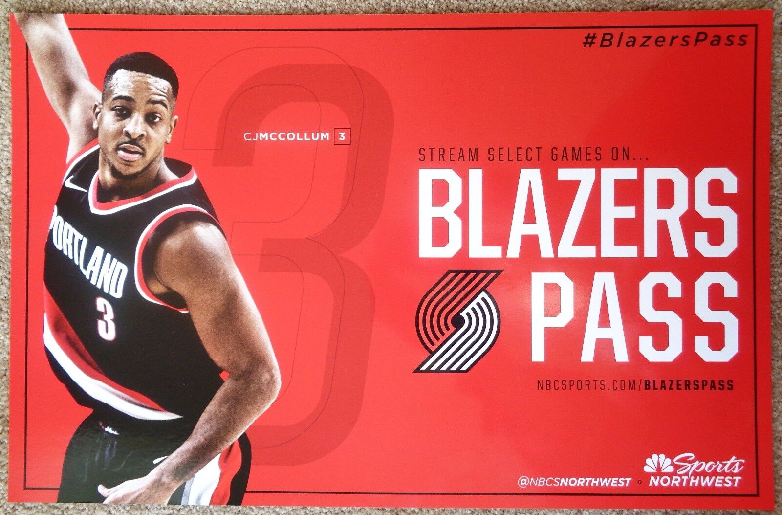 CJ McCOLLUM 2017-8 Blazers POSTER Game Handout 2-Sided Portland Trailblazers SGA