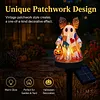 Resin Lighted Vintage Patchwork Ghost with Floral Bow and Pumpkin Lights LED Lighted Patchwork Ghost Decor Halloween Patchworks Ghosts Lamp for Mantel Shelf Entryway Porch