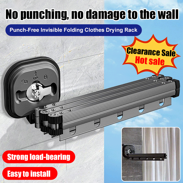 Suction Cup Wall Mount Folding Clothes Drying Rack