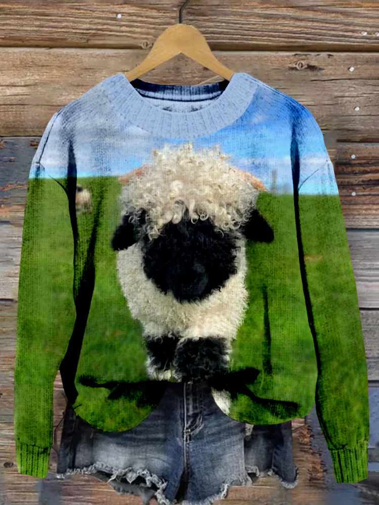 VChics Cute Blacknose Sheep Pattern Cozy Knit Sweater