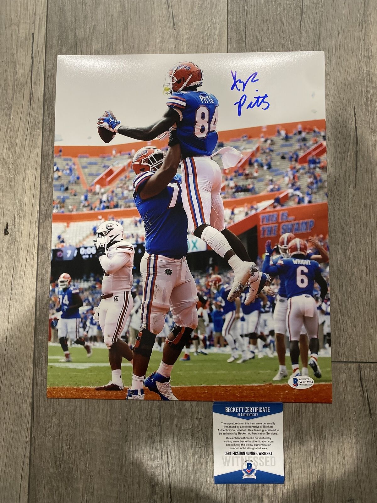 KYLE PITTS FLORIDA GATORS SIGNED 11x14 Photo Poster painting Beckett WITNESS NFL Draft