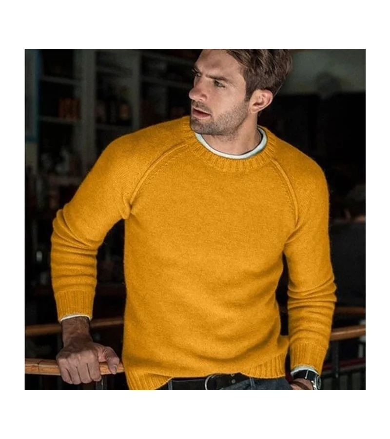 Men Casual Style Round Neck Solid Color Knitwear S-3XL