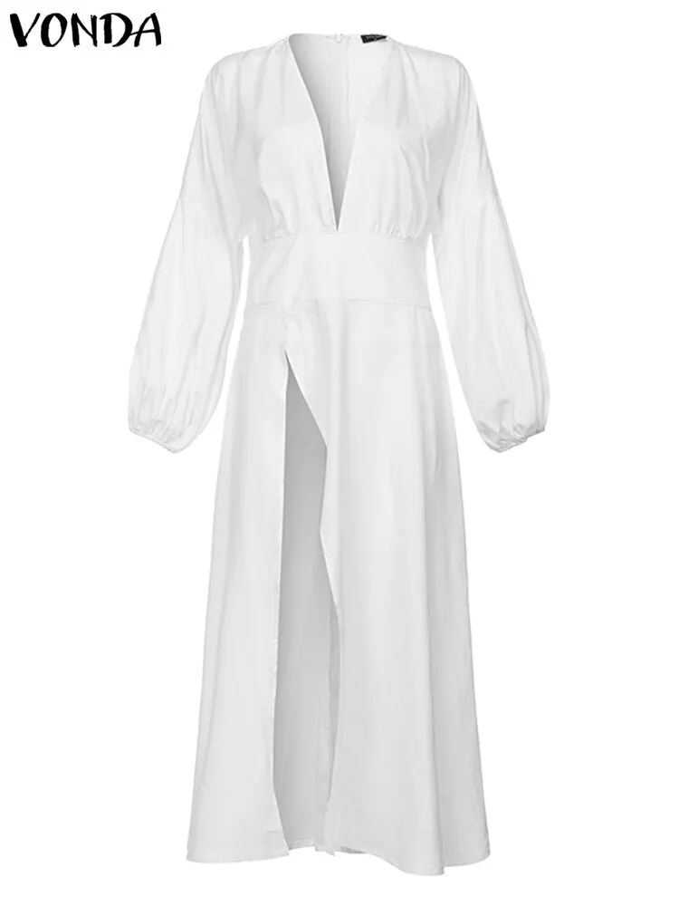 2022 VONDA Women Autumn Long Sleeve Fashion Long Shirt Blouse Irregular Tunic Tops Blusas Femininas Party Shirts Oversize Tops