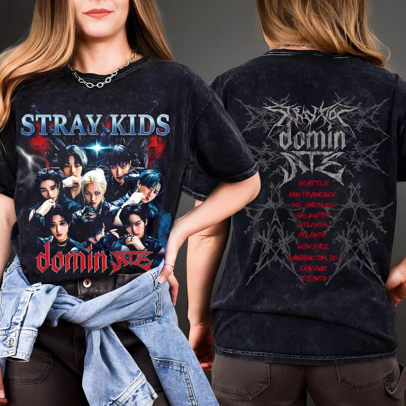2025 Stray Kids DominATE World Tour in Europe Black Tour T-Shirt