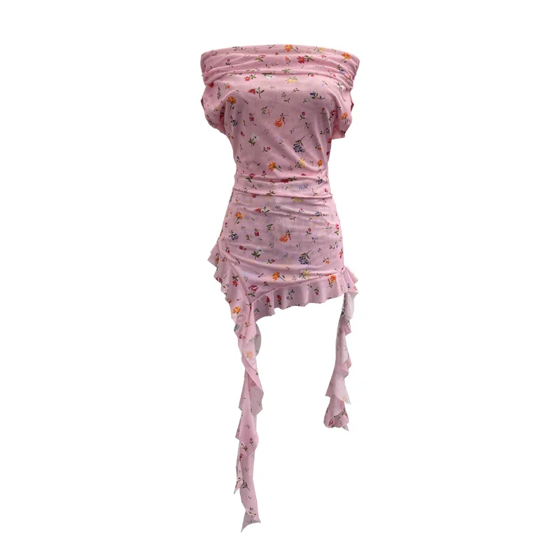 Nigikala Nigikala Shooting Holiday Wind Shoulder Folding Net Grums Flower Top Design Feeling Drift With Unique T-Shirt 1203