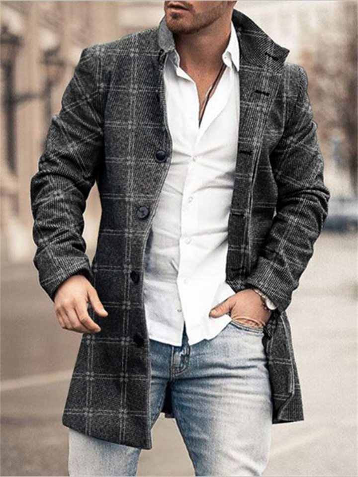 Men's Stand-up Collar Long Casual Coat | 168DEAL