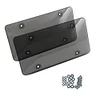 2Pcs Flat License Plate Protective Cover with Screws Caps (Transparent Black)