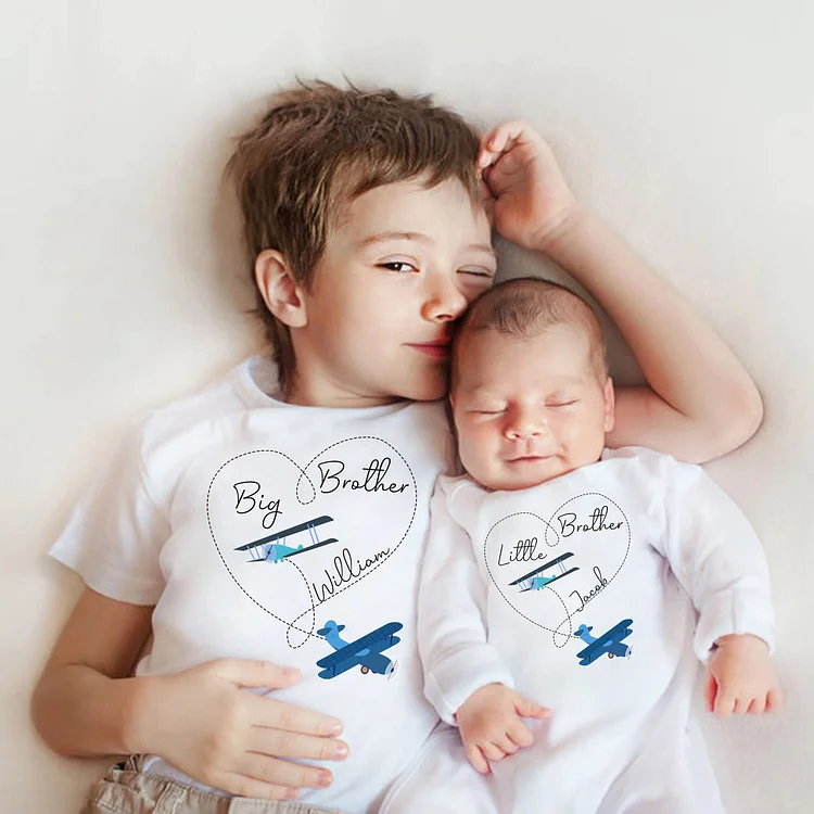 BlanketCute-Personalized Airplanes Siblings Family Cotton Casual T-shirt | 69