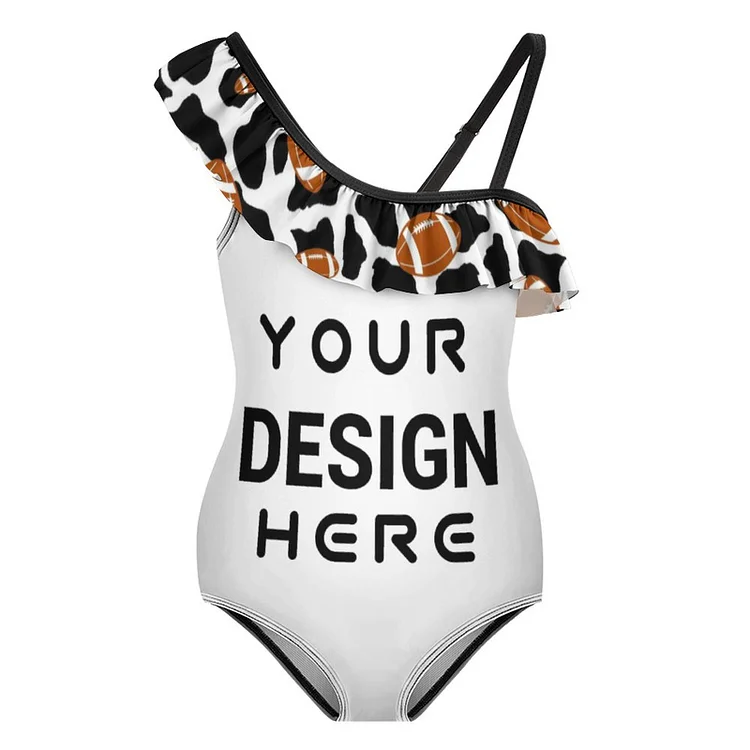 Personalized Design Children  Floundered One-piece Swimsuit for Girls Full Print