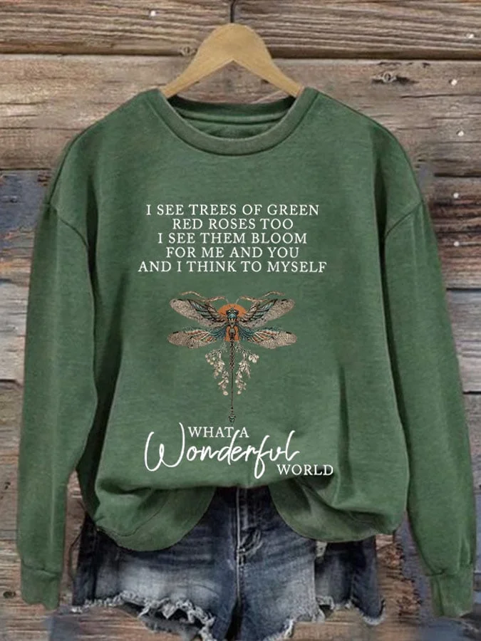 What A Woderful World Hippie Women'S Casual Long-Sleeved Sweater