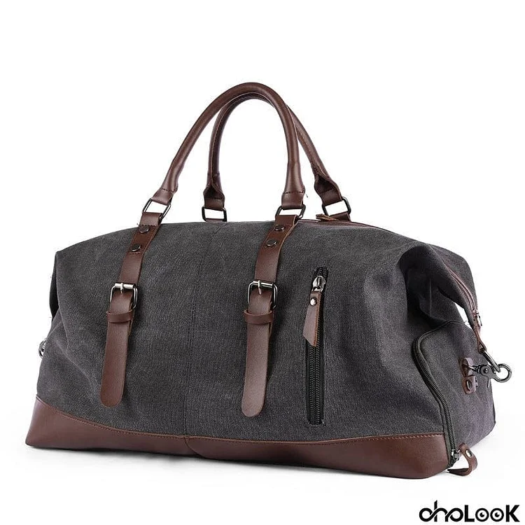 Men's Grey Retro Canvas Removable Travel Handbags