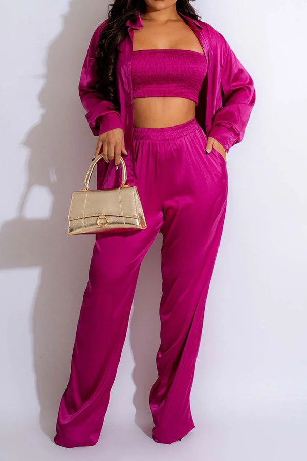 Fasheicon Solid Color Classic Three Pieces Pant Suit