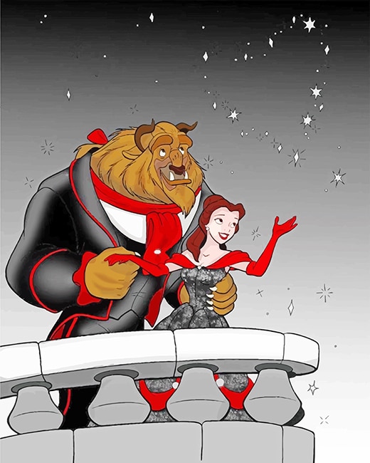 

Belle and Beast In the Balcony – Paint By Numbers - 40*50CM, 501 Original