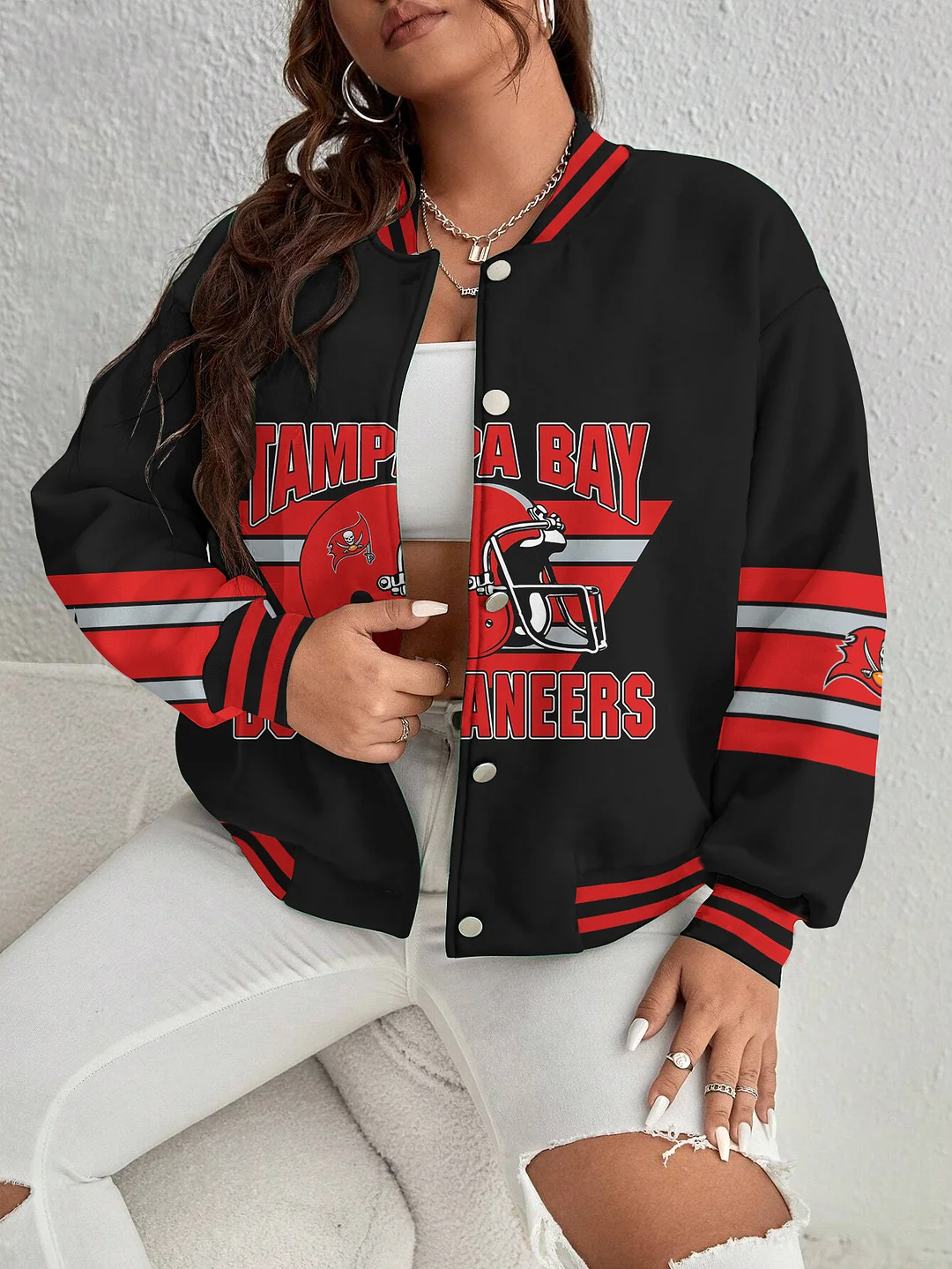Tampa Bay Buccaneers Women's Long Pass Full- Snap Casual Jacket