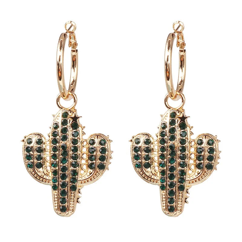 Dvacaman INS Fashion Green Color Beaded Cactus Drop Earrings for Women Boho Weave Rattan Cactus Round Earrings Statement Jewelry