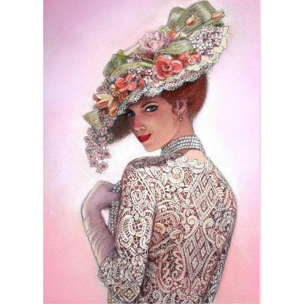 

30*40CM - Round Drill Diamond Painting - Elegant Lady, 501 Original