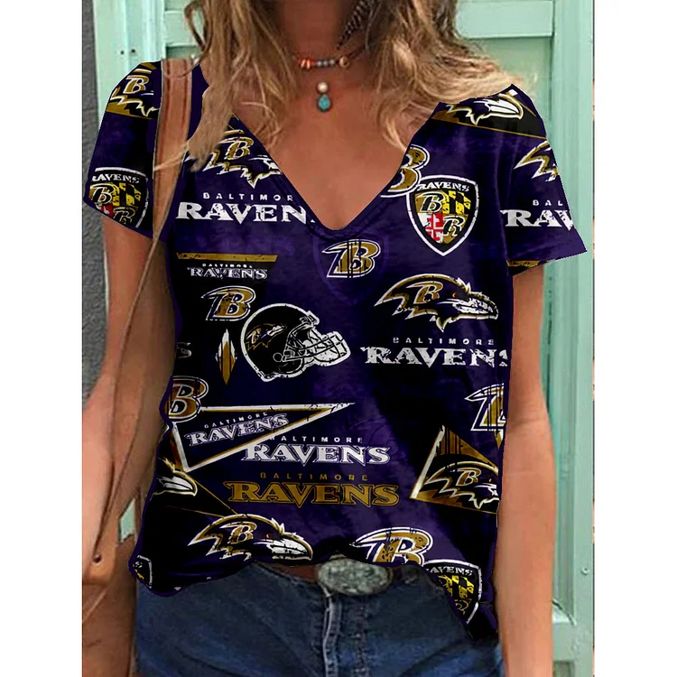 Baltimore Ravens Lightweight Short Sleeve V-Neck T-Shirt