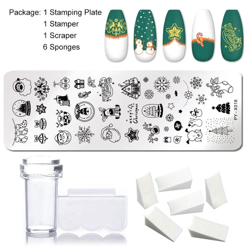 1 Set Nail Stamping Plates Geometry Lace Flower Dream Catcher with Jelly Stamper Scraper Sponge Nail Art Image Plate Tool-Nail Inspo