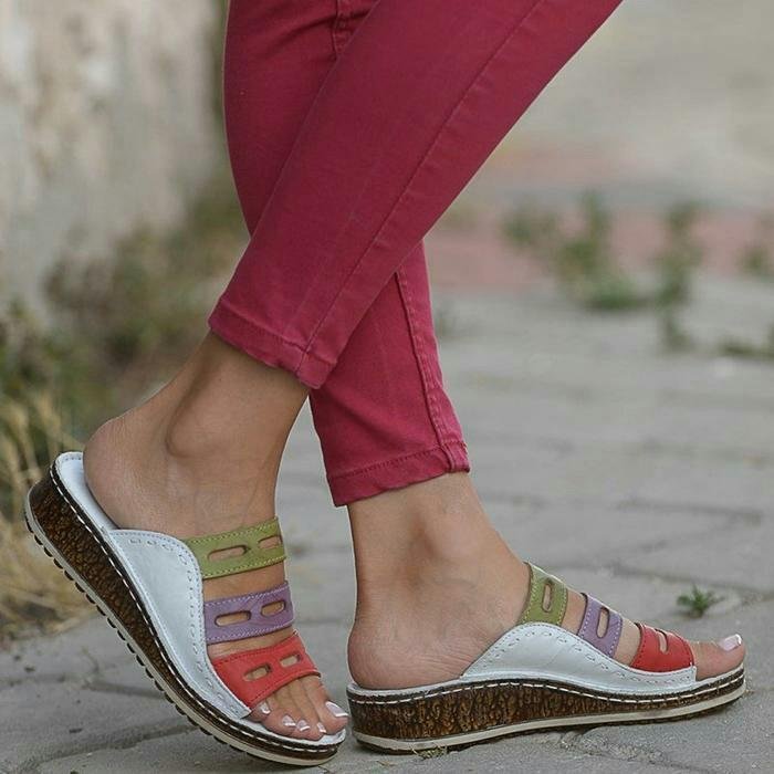 Tri - Color Comfy Bunion Corrector Orthopedic Sandal Shoe, Comfy Wedge Sandals