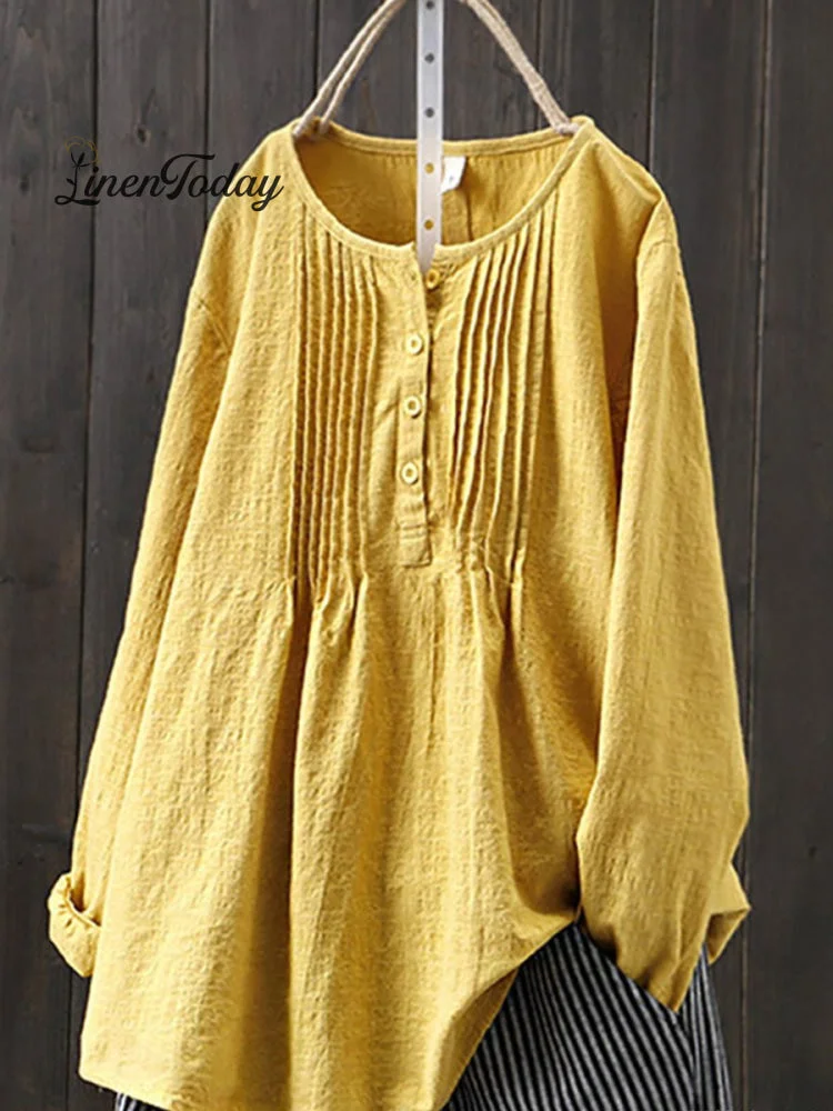 Women's Retro Cotton And Linen Casual Shirt socialshop