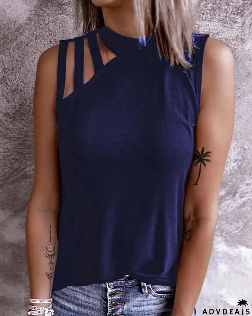 Cold Shoulder O Neck Tank Top