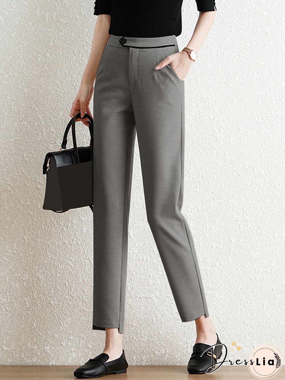 Contrast Pocket Step Hem Tailored Pants For Women