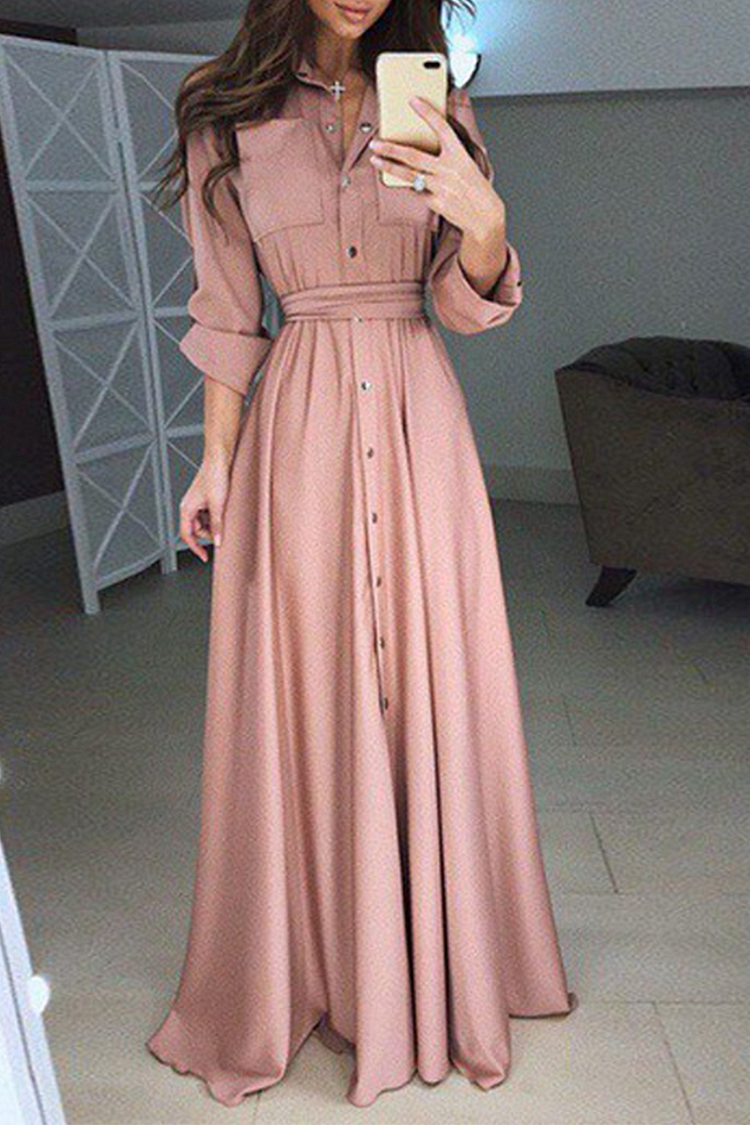 Casual Solid Make Old Turndown Collar Shirt Dress Dresses(5 Colors) - Life is Beautiful for You - SheChoic